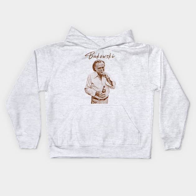 Bukowski - retro vintage sketches Kids Hoodie by NMAX HERU